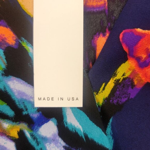 Three Eighty Two XS Navy Floral Long Sleeve Faux Wrap Blouse Vibrant Multicolor - Picture 7 of 9